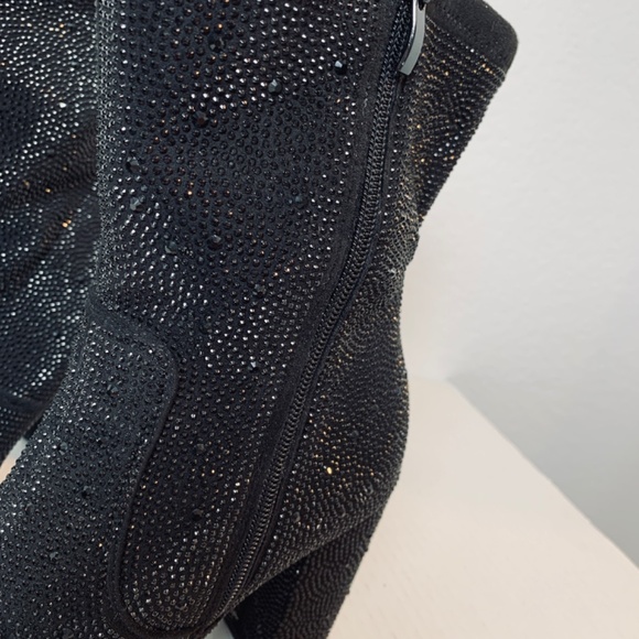 Torrid Stretch Embellished Bootie Size 8.5 WW Black Glass Beads Whimsygoth Bling - Picture 3 of 11